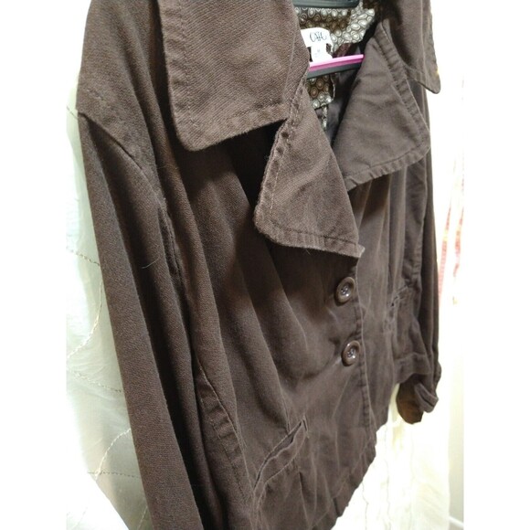 CATO WOMANS XL DARK BROWN SOFT 2 BUTTON JEAN JACKET BLAZER STYLE ACADEMIA CHIC - Picture 2 of 12